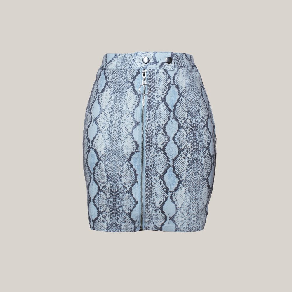 Monteza Valencia Blue snake print skirt